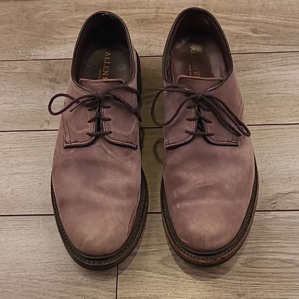ALLEN EDMONDS Surrey Grey Brown Leather Sz 10 D Blucher‎ Lace Up Mens Shoes